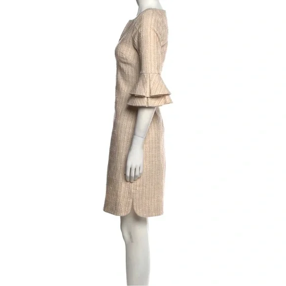 CK Bradley "Hazel" Tweed V-Neck Shift Dress w/ Gold Threading, Size M, Preowned